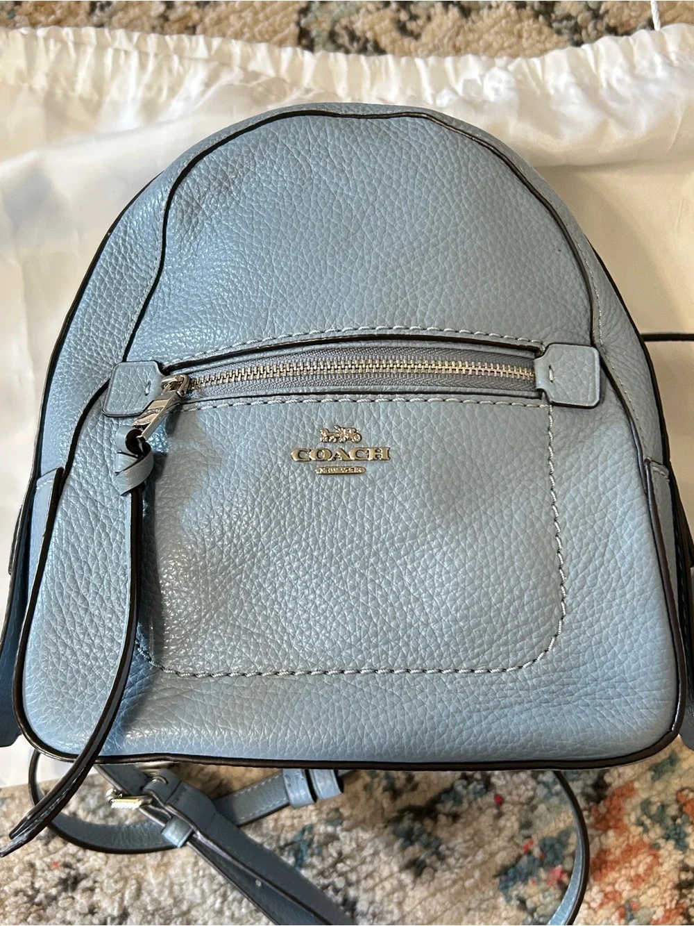 COACH Light Blue Pebbled Leather Mini Backpack